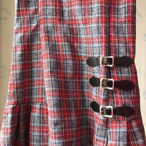 Y2K red black plaid pleated skater dress trendy - Picture 6 of 9